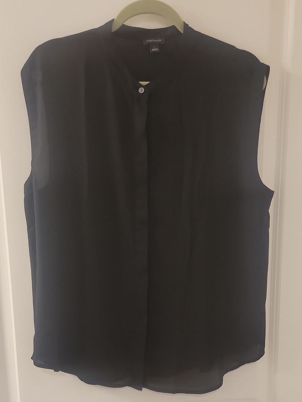 Ann Taylor Black Sleeveless Hidden-Placket Blouse